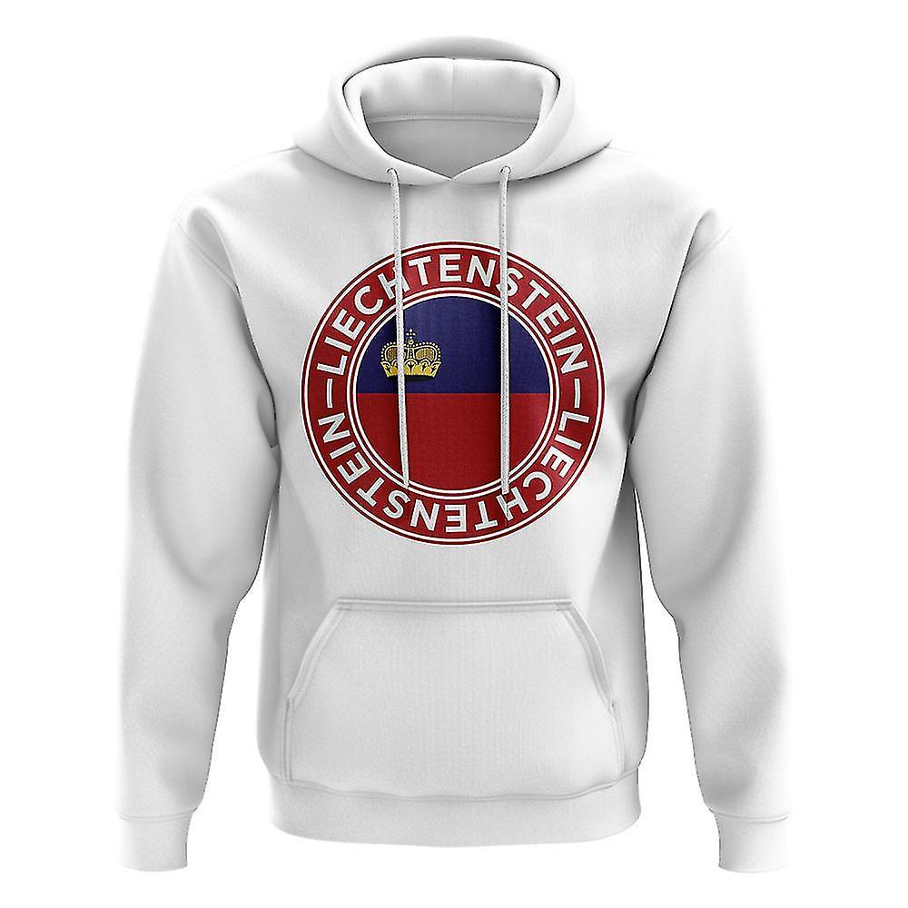 UKSoccerShop Liechtenstein Football Badge Hoodie (White) XLB (12-13 Years)