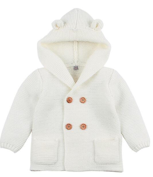 Slowmoose Baby/ Winter Warm Sweaters, Long Sleeve Hooded Coat 12M / White-293