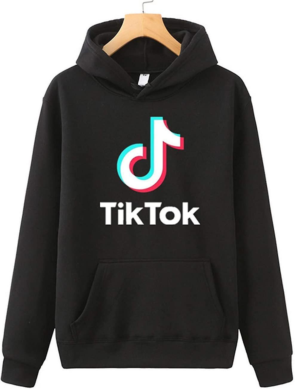 Jscxcf Tik Tok Hoodie - Trendy Fleece Sweater Black X Large