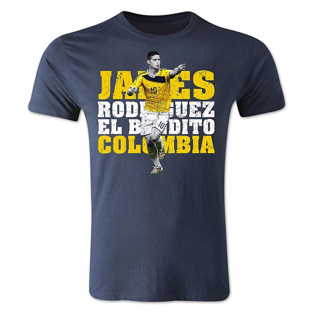 Gildan James Rodriguez Colombia Player T-Shirt (Navy) Womens L (Size 14 - 36 inch Chest)