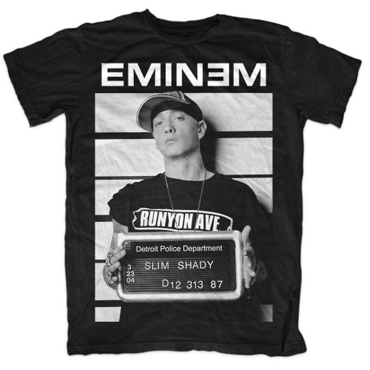 Bitcruncher Eminem Arrest Mugshot Slim Shady Rap Rock Official Tee T-Shirt Mens Black S