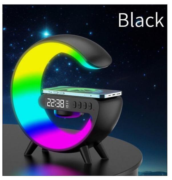 DWSM Multifunction RGB Alarm Clock Lamp Smart Bluetooth Speaker Wireless Charger black