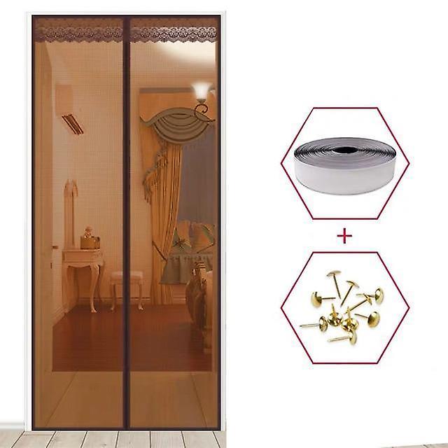 Slowmoose Magnetic Mesh Summer Anti Mosquito Curtains - Magic Encryption Net On The Door Pure Coffee 85X210CM