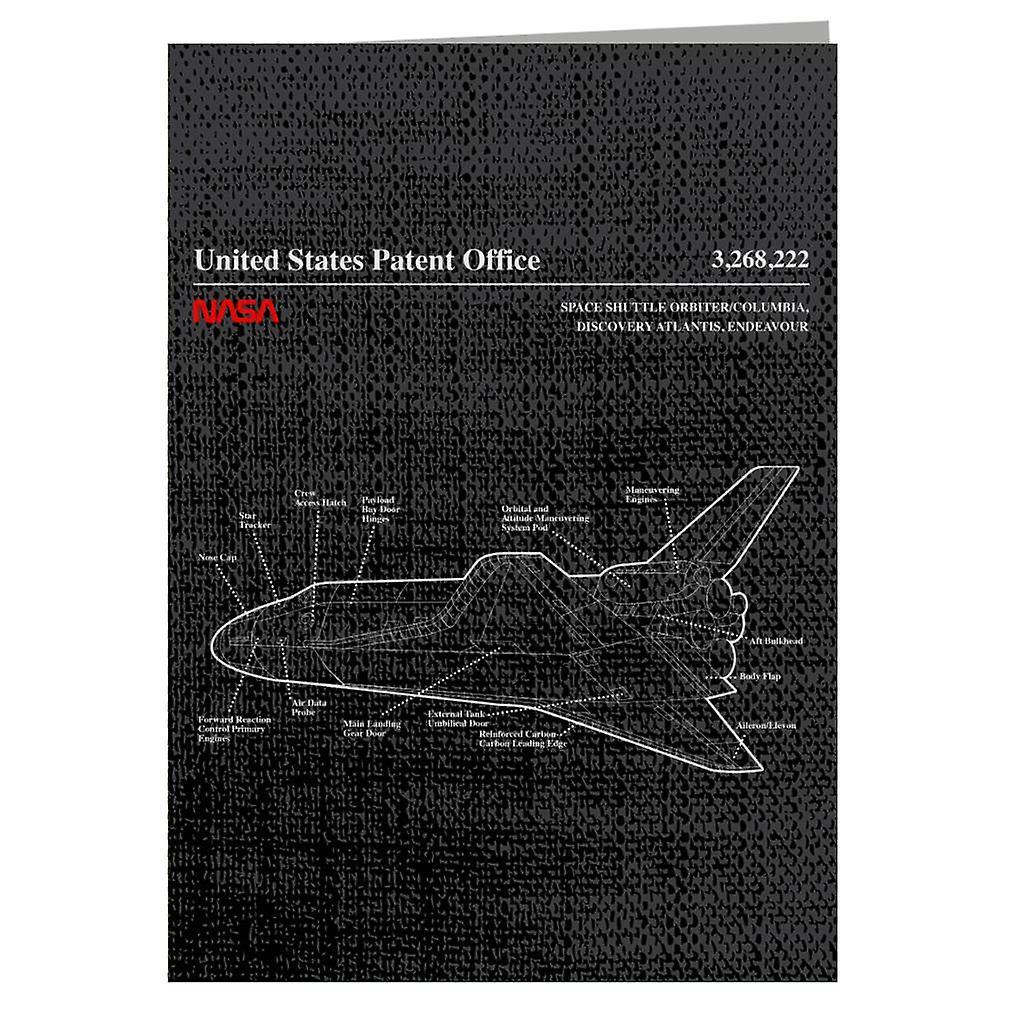 NASA Space Shuttle Orbiter Blueprint Greeting Card Black 14.5 x 21cm