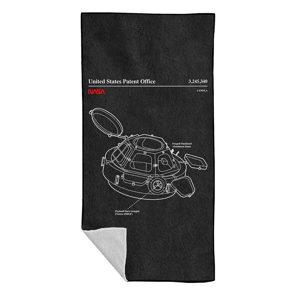 NASA Cupola Observation Hatch Blueprint Beach Towel Black 70 x 140cm