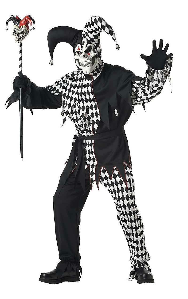 California Costumes Mens Black & White Evil Jester Plus Size Halloween Medieval Fancy Dress Costume Plus 52'' Chest, 48'' Waist