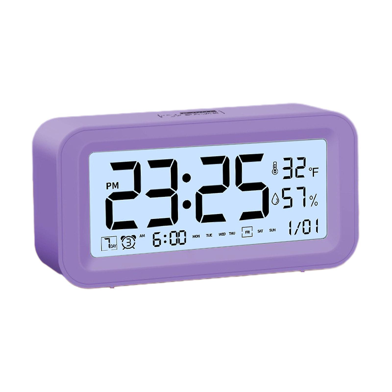 Fansila Digital Electronic Clock LED Display Electronic Clock Stereo Digital Display Snooze Alarm Clock 12/24H Change Countdown Time FAN1193 Purple