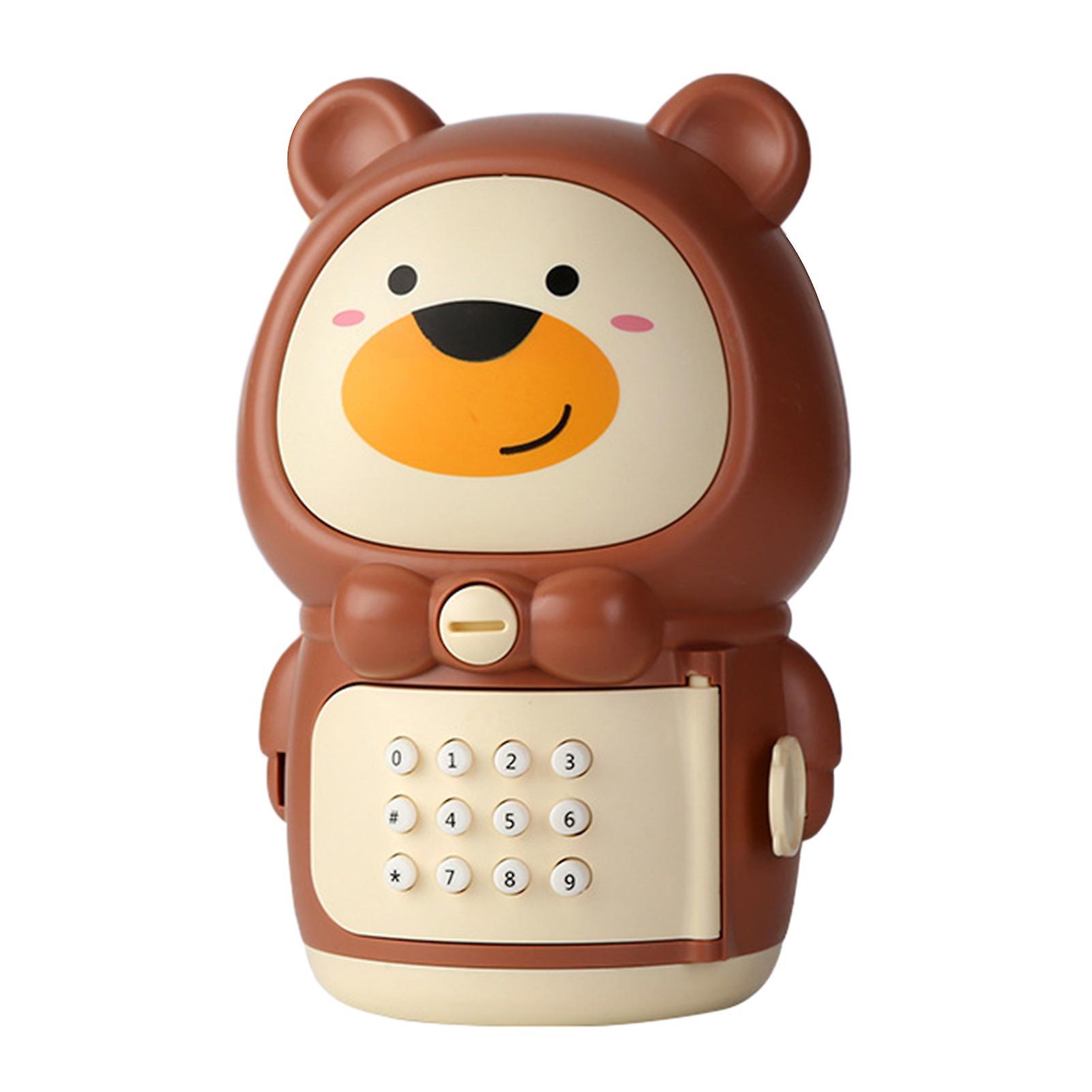 Yamaler Children Piggy Bank with Music Function Password Unlock Large Capacity In-And-Out Money Saving Pot Cute Cartoon Animal Money Saving Jar Bear