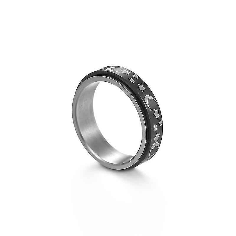 Zhuopai Men's titanium steel ring rotating ring sun star moon ornament A 6