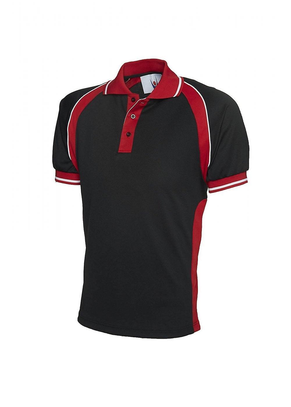 Men's Uneek Sports Poloshirt UC123 Black/red 2xl