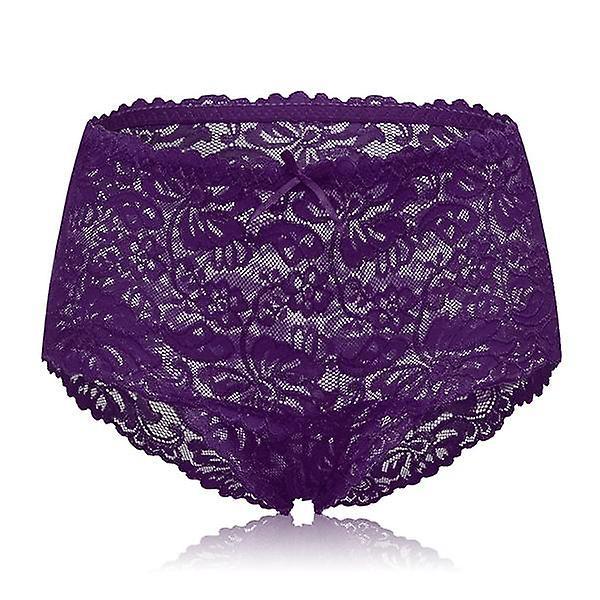 GreenZech High waist hollow lace panties Purple 8