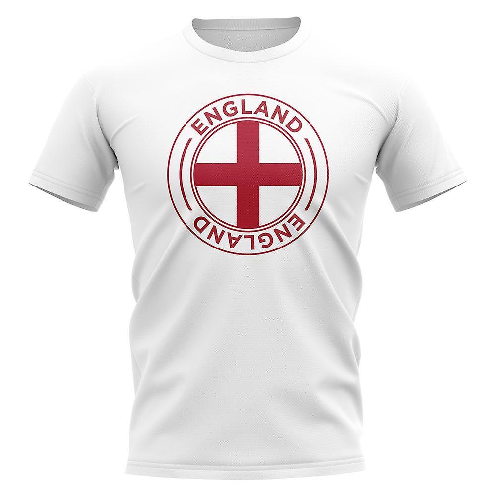 UKSoccerShop England Football Badge T-Shirt (White) Womens XS (Size 8 - 30 inch Chest)