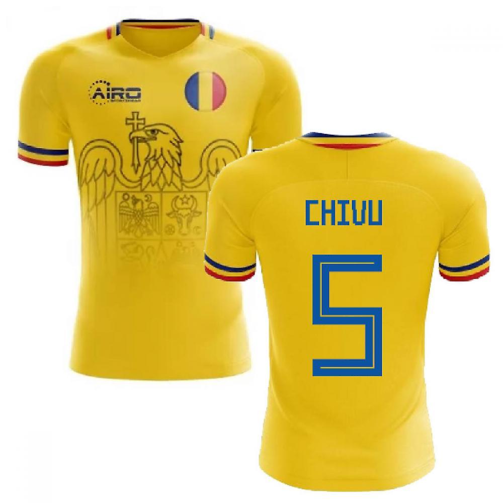 Airo Sportswear 2023-2024 Romania Home Concept Football Shirt (Chivu 5) Yellow XXXL 54-56 inch Chest (136-148cm)