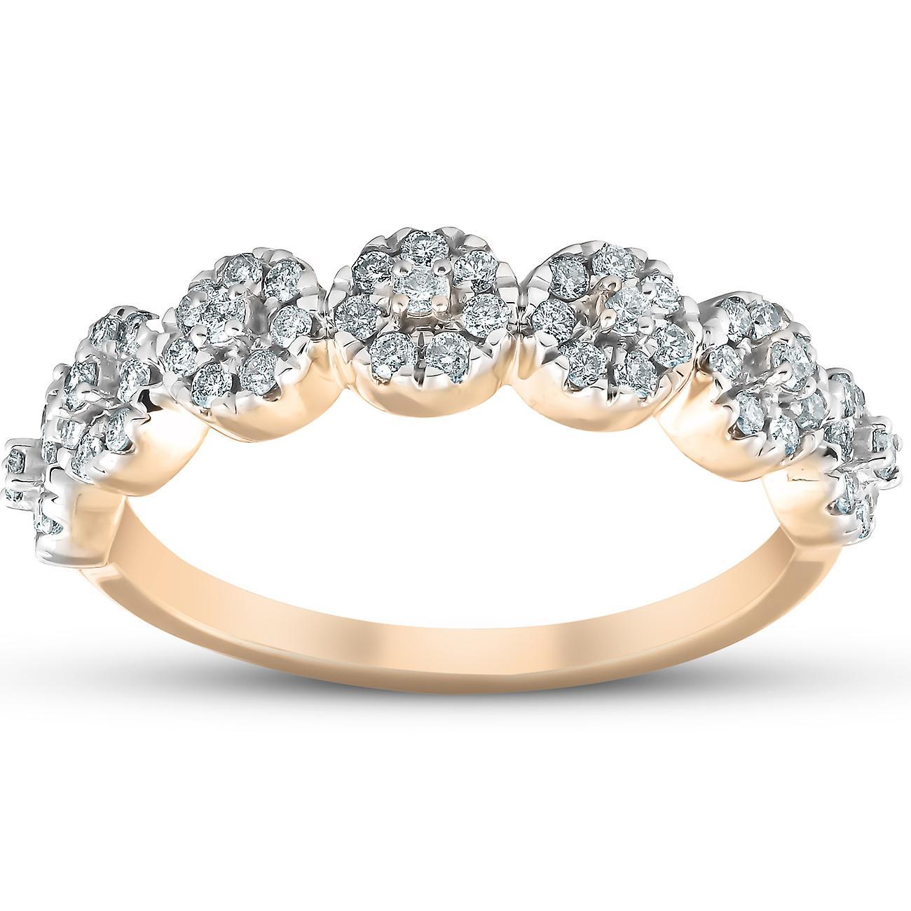 Pompeii3 1/2Ct Diamond Halo Anniversary Stackable Diamond Wedding Ring 10k Yellow Gold 11.5