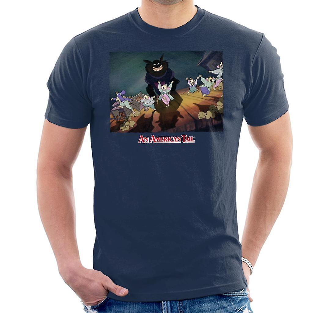 An American Tail Cossack Cats Looming Men's T-Shirt Navy Blue Small