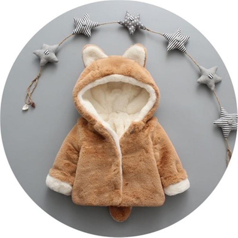 Slowmoose Autumn Winter Baby Clothes Warm Hooded Jacket & Coat Toddler Polar Fleece Brown rabbit 12M