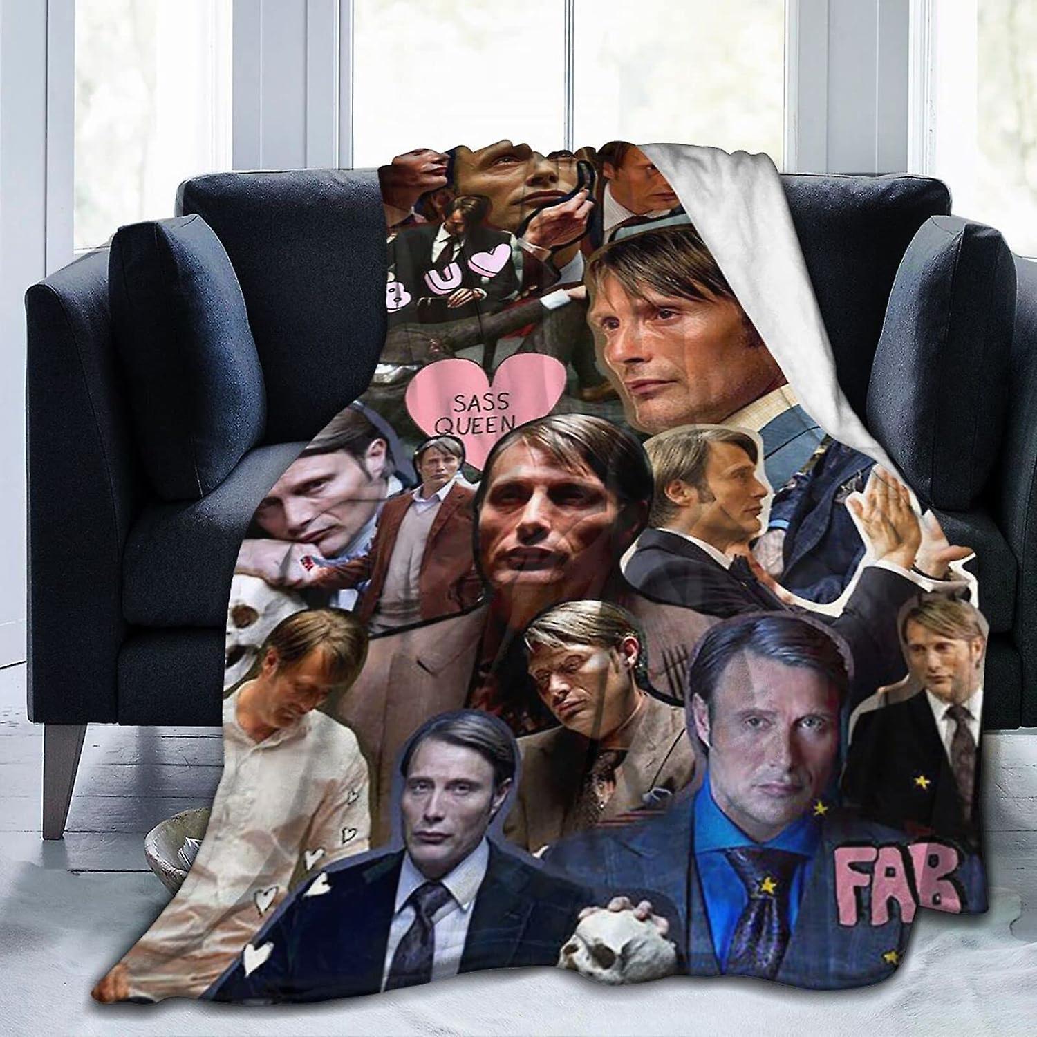 Kerota Mads Mikkelsen Blanket Lightweight & Warm,Ultra-Soft & Comfy Flannel Blanket,Microfiber Fleece Blanket,Anti-Pilling Plush Blanket for Couch,...