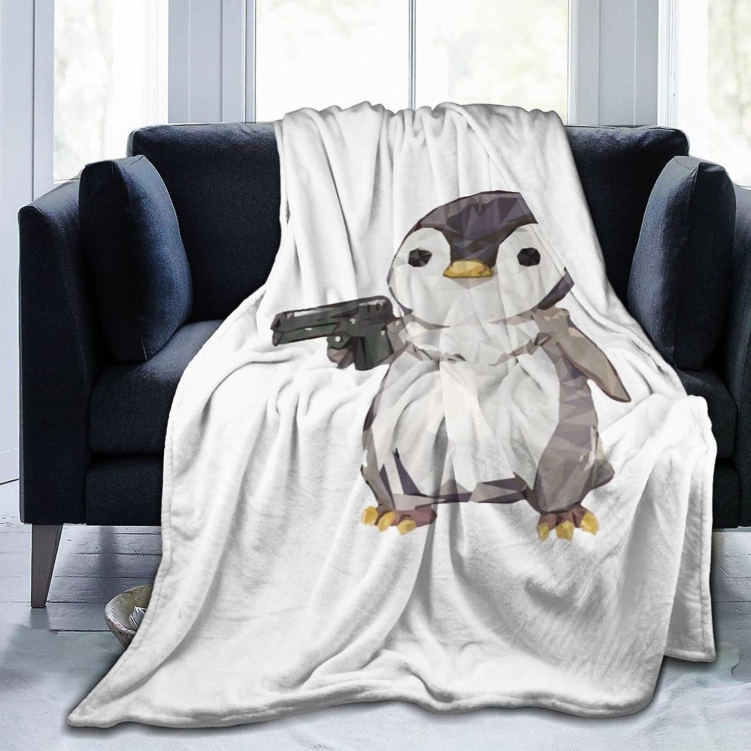 Kerota Flannel Throw Blanket Cubic Penguin Throw Blanket Super Soft Lightweight Blankets Washable For Bed Sofa 80x60in 200x150cm