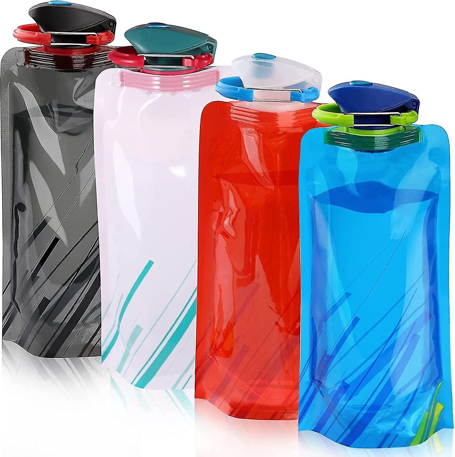 Tianzun 4pcs Portable Collapsible Water Bottles With Carabiner, Reusable Water Bottle For Hiking, Adventures, 700ml