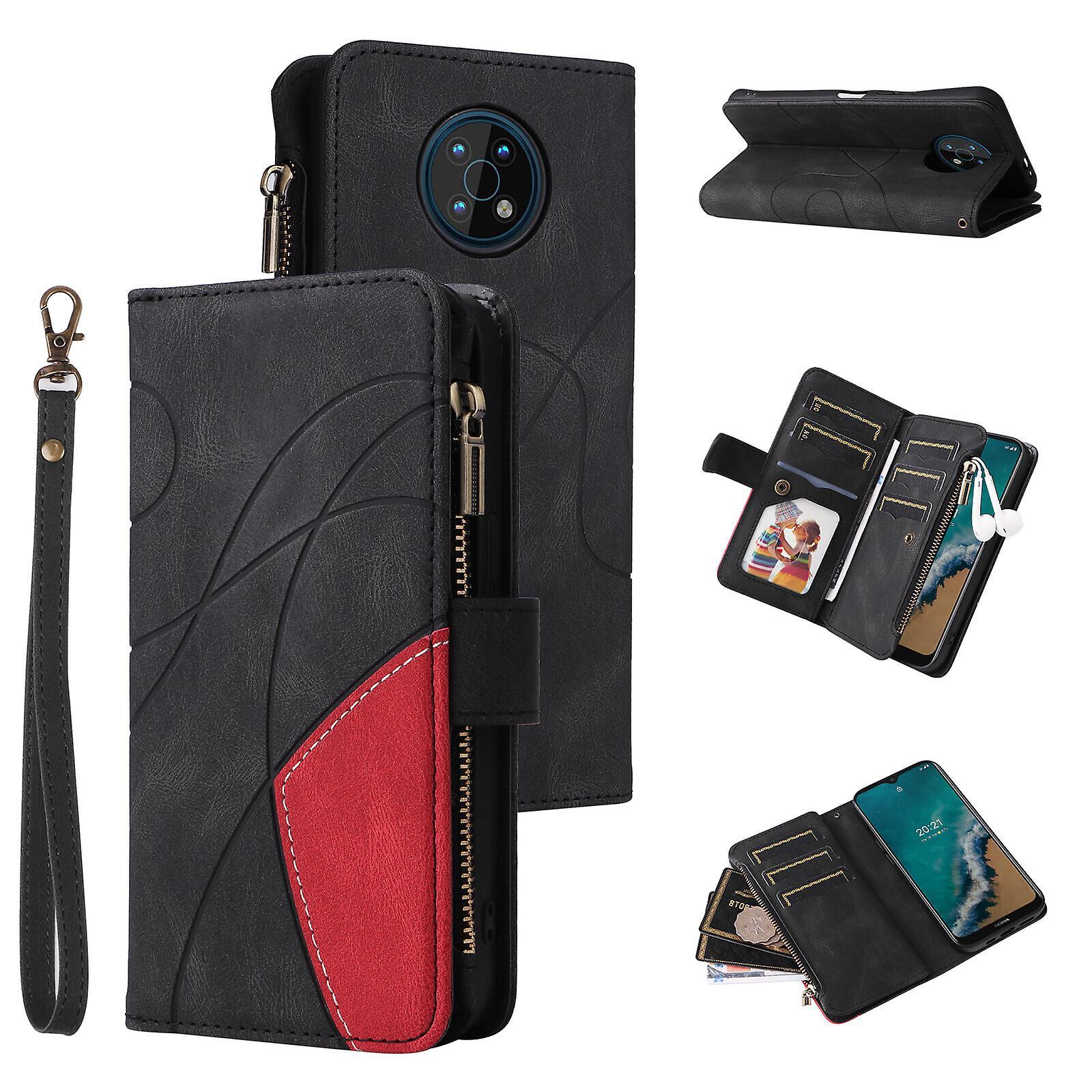 Foxdock Compatible With Nokia G50 5g Wallet Case With Card Slots Pu Leather Zipper Flip Folio Cover Black