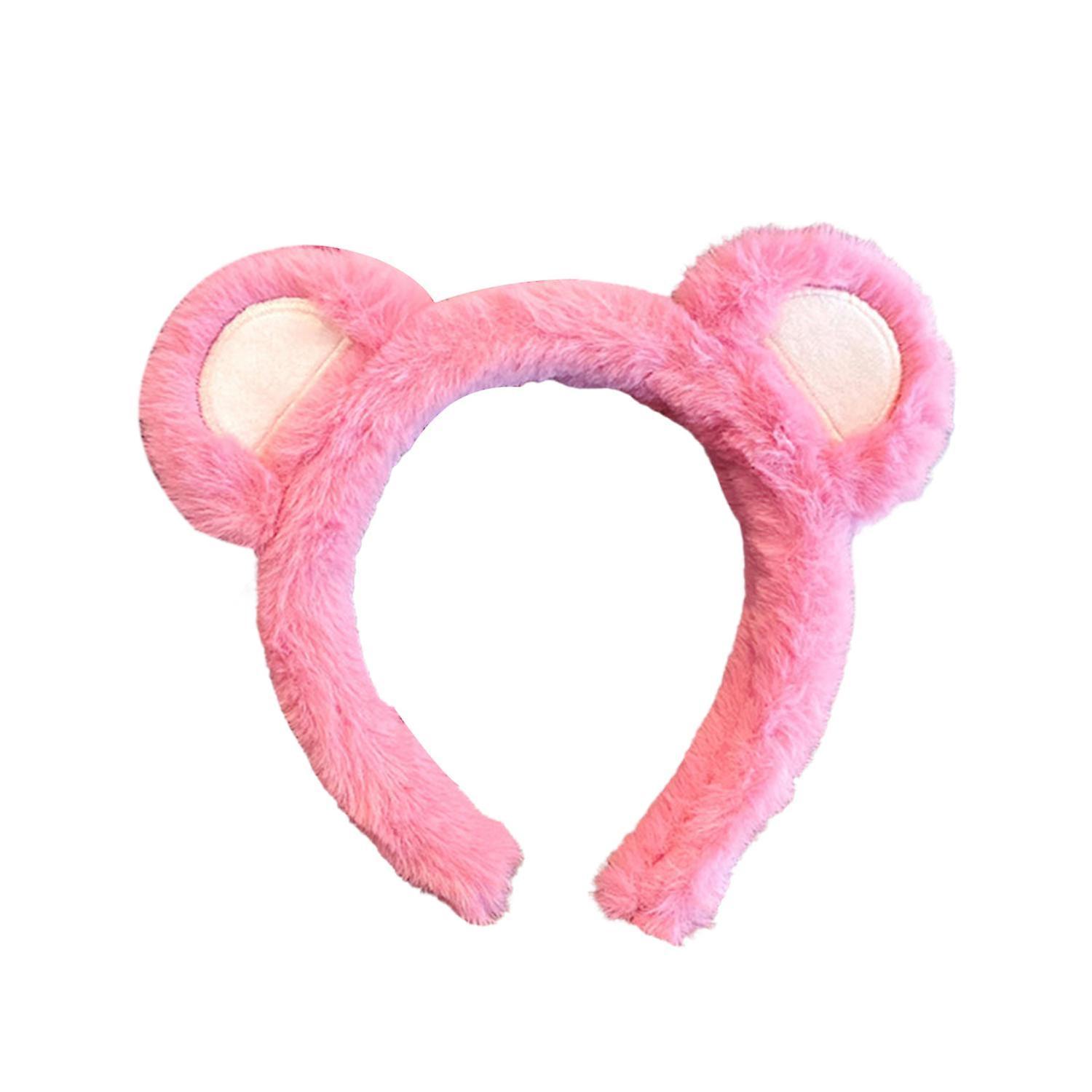 Merryso Hair Hoop Non-slip Ultra Soft Cosplay Headdress Plush Bear Ears Plush Headband Hair Accessories Pink