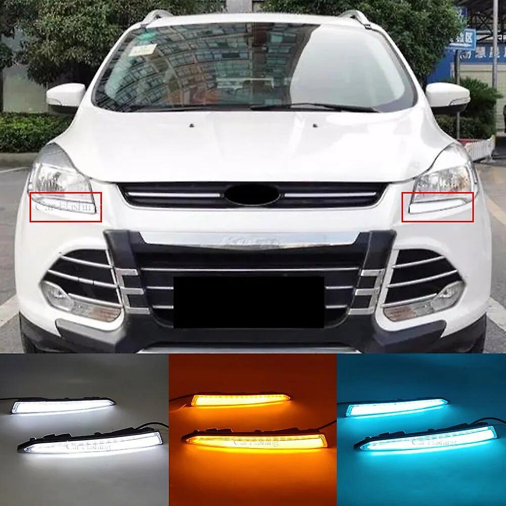 Scitoo For Ford Kuga Escape 2013 2014 2015 2016 2017 Daytime Running Light DRL LED Fog Lamp With Dynamic Yellow Turn Signal White and Yellow