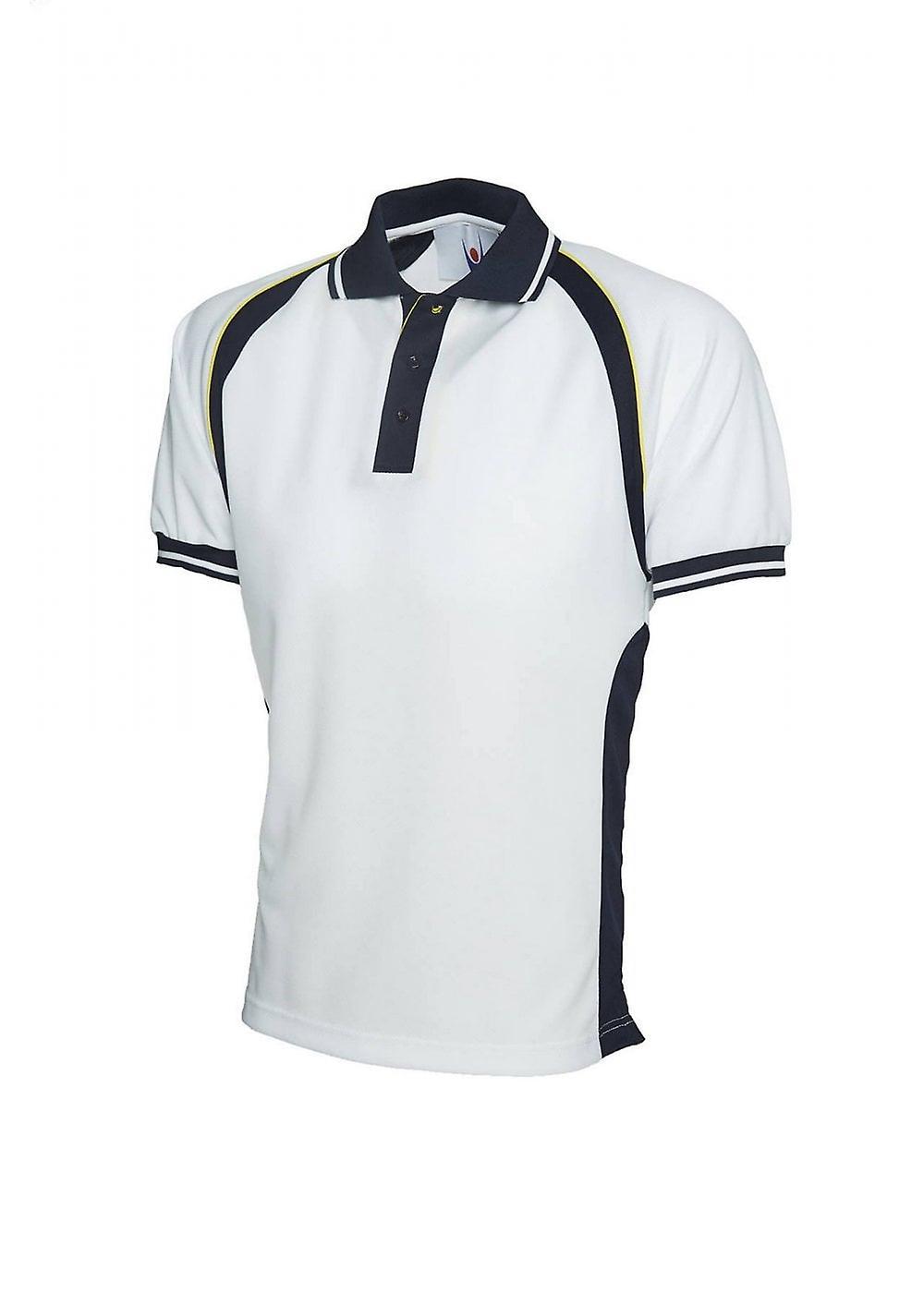 Men's Uneek Sports Poloshirt UC123 White/navy 2xl