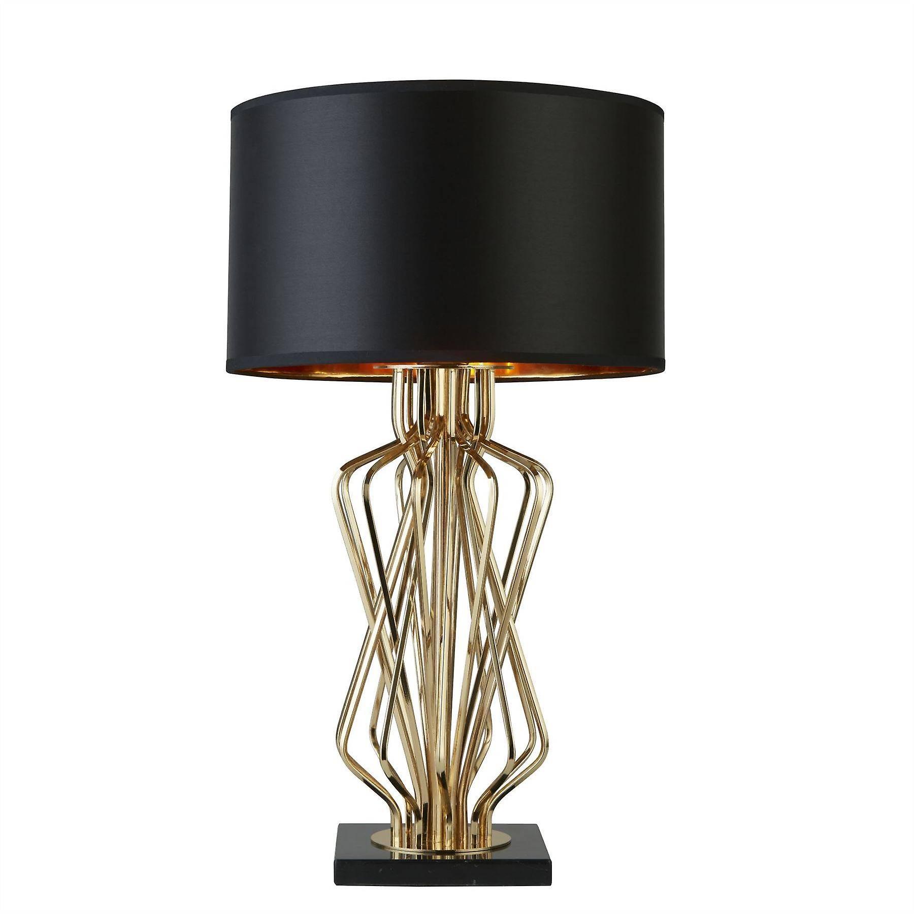 Searchlight Lighting Ethan 1 Light Table Lamp Gold, Black Shade, E27