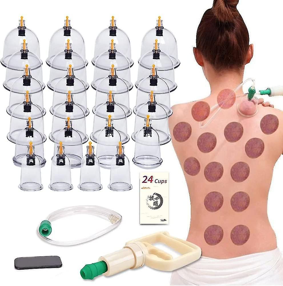 Generic Cupping Therapy Sets,24 Cups Cupping Set With Pump Vacuum Suction Cups For Body Cellulite Cupping Massage Back Pain