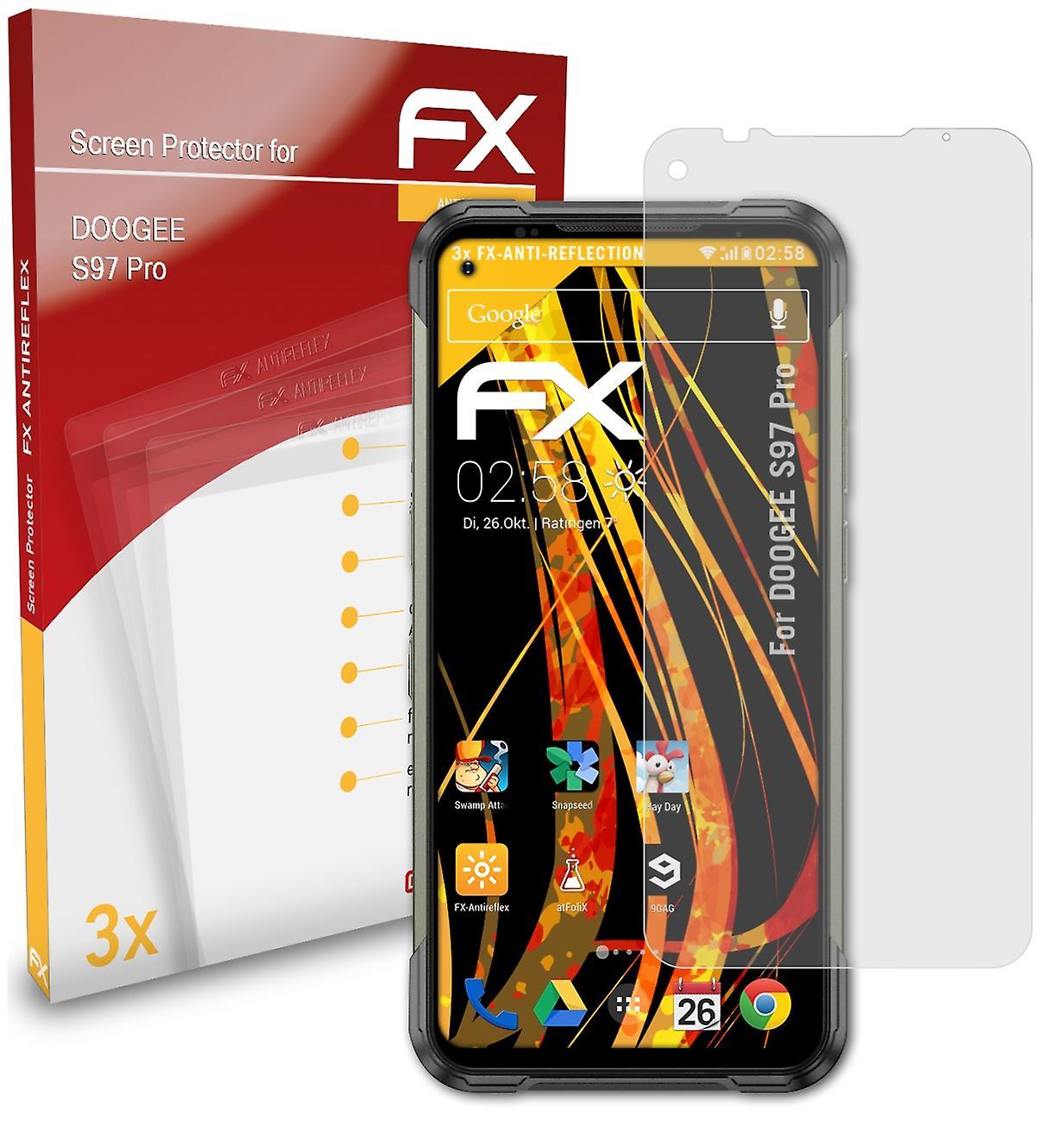 atFoliX 3x protective film compatible with Doogee S97 Pro armored film matt & shockproof 05 FX ANTIREFLEX