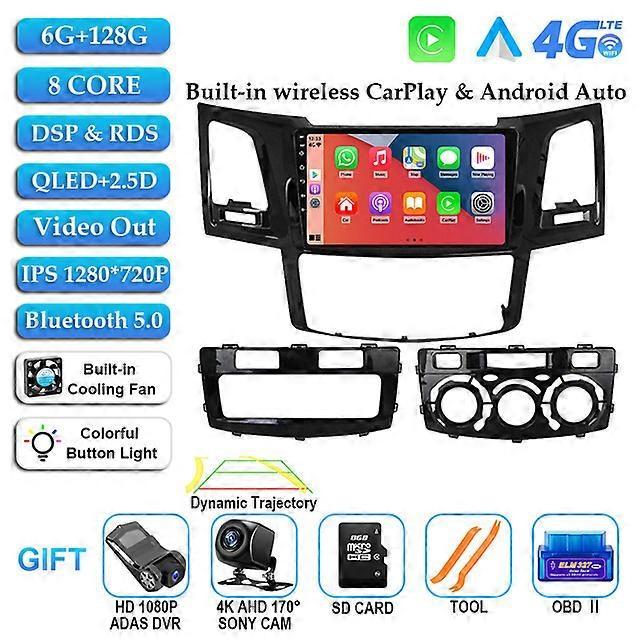 Loerss Android 12 Car Radio For Toyota Fortuner Hilux MT 2007 2008 2012 2014 2015 Multimedia Video Player GPS Navigation DSP 2Din 2 Din 6G 128G CAM...