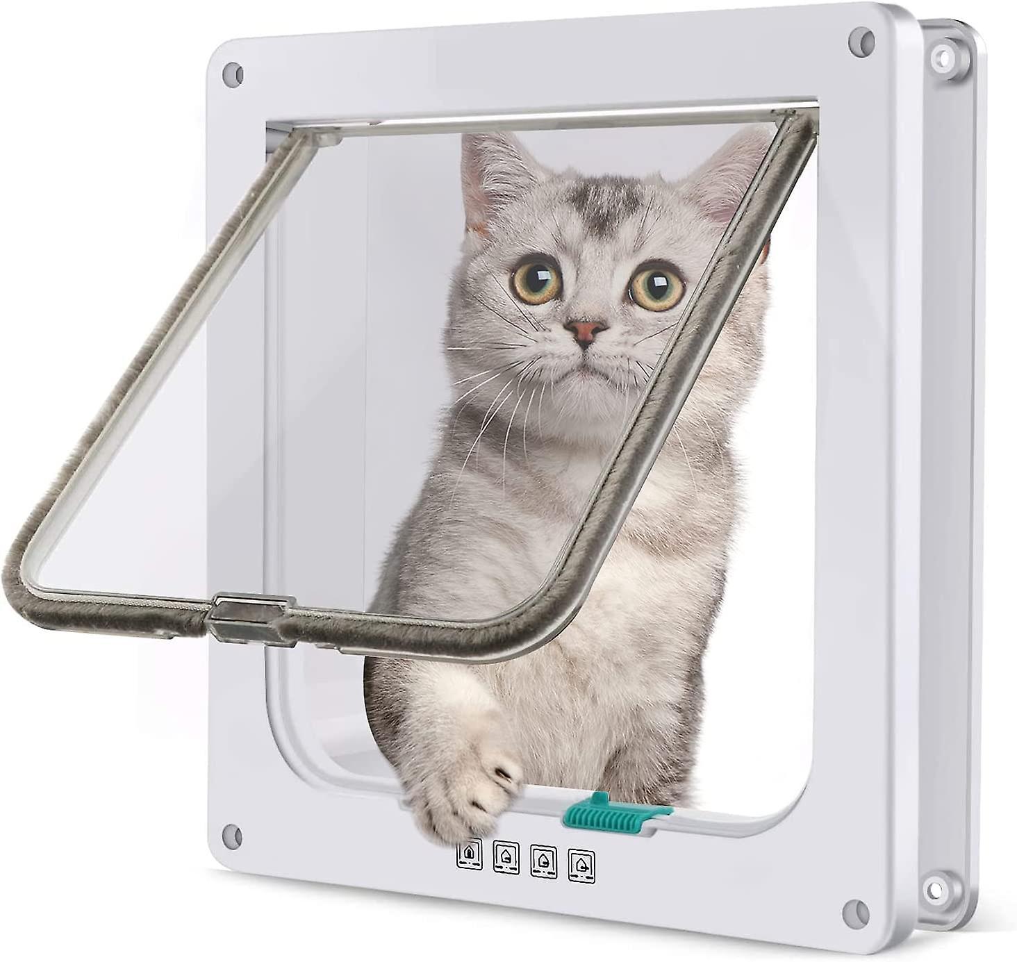 Sucova Large Cat Door 23.5 * 25 * 5.5cm,4 Way Locking Cat Flap Door,silent Dog Door Pet Flap Easy To Install,suitable For Cats,small Dogs - (l)