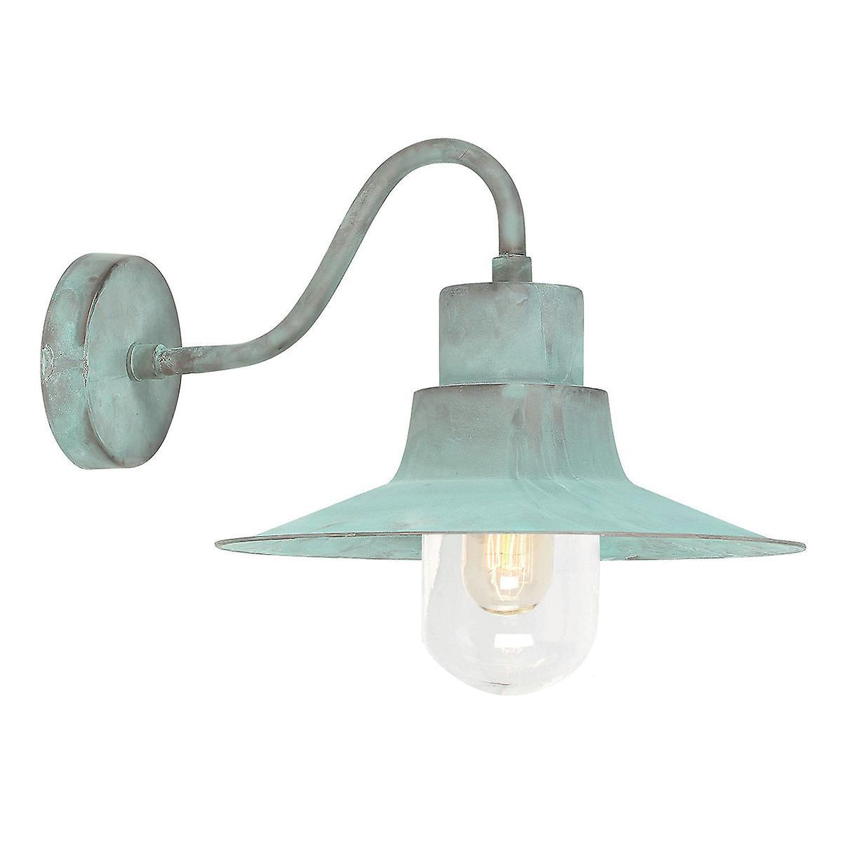 Sheldon 1 Light Outdoor Fisherman Dome Wall Light Verdigris IP44 E27