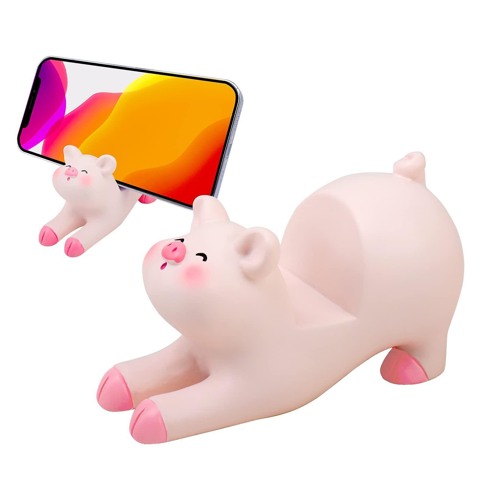 LINJOU Cute Phone Holder Lovely Pink Pig Cell Phone Desk Stand Animal Desktop Accessories (Shape A)