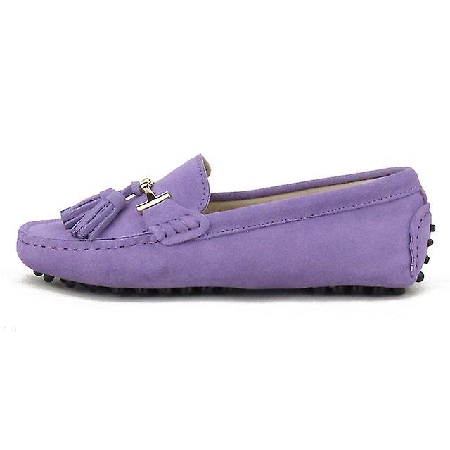 Shoe 2023 100% Genuine Leather Women Flats New Brand Handmade Women Casual Leather Shoes Leather Moccasin Fashion Lady Driving Shoes Purple 6