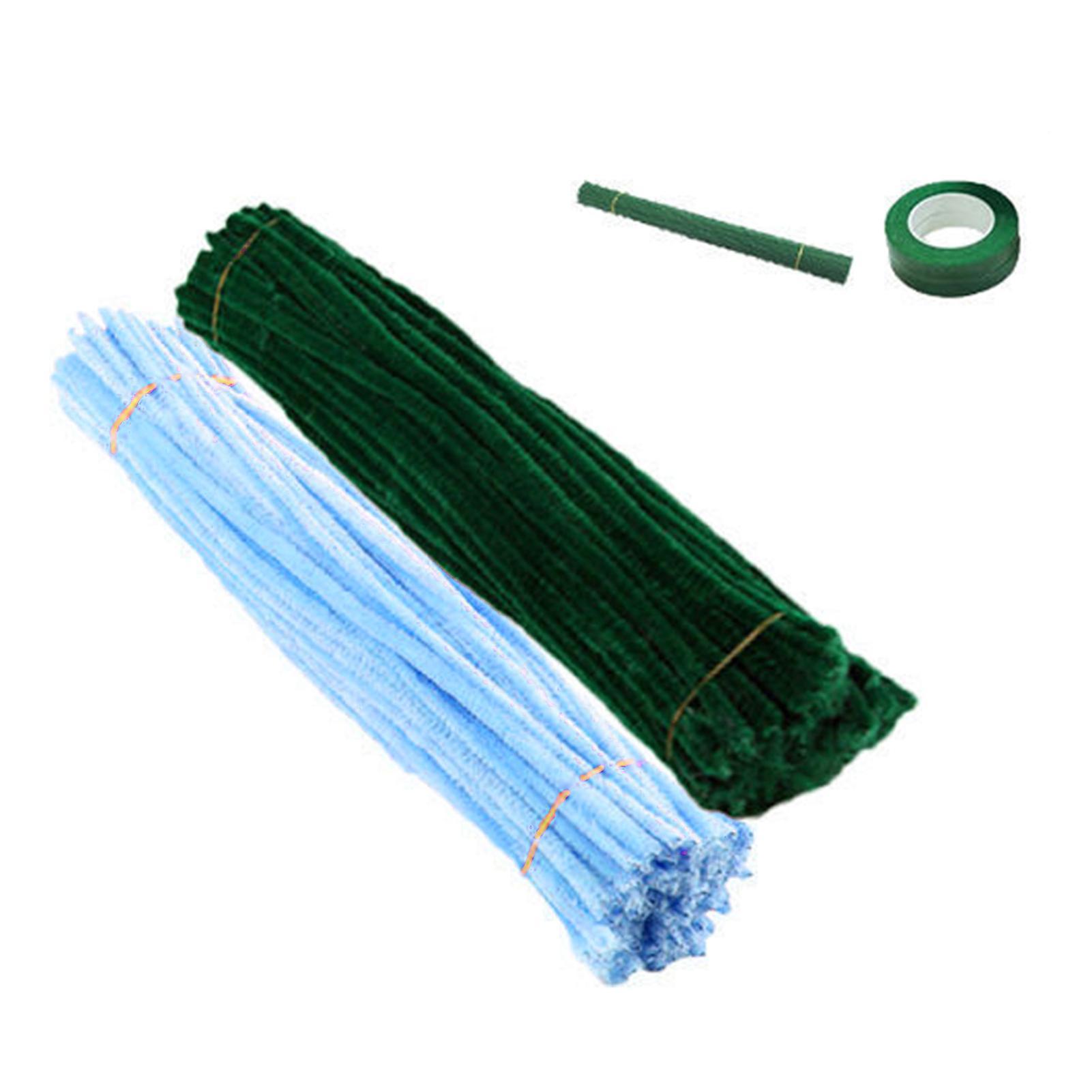 Haloppe 1 Set Pipe Cleaners Crafts Flexible Bendable Wire Colorful Chenille Stems DIY Tulip Bouquet Making Kit Kids Girl DIY Flower Art Project Blue