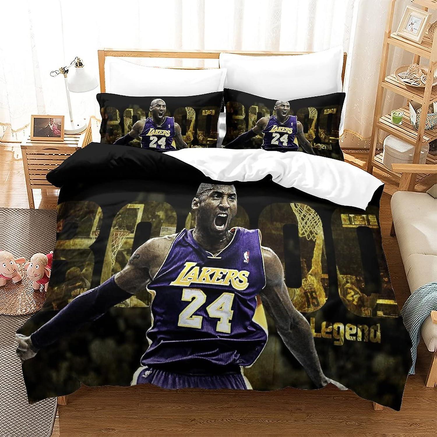 Kerota Kobe Bryant Basketball Bedding Set for and Pillowcases - NBA Print - Microfiber - Duvet Cover for Teenagers Single135x200cm