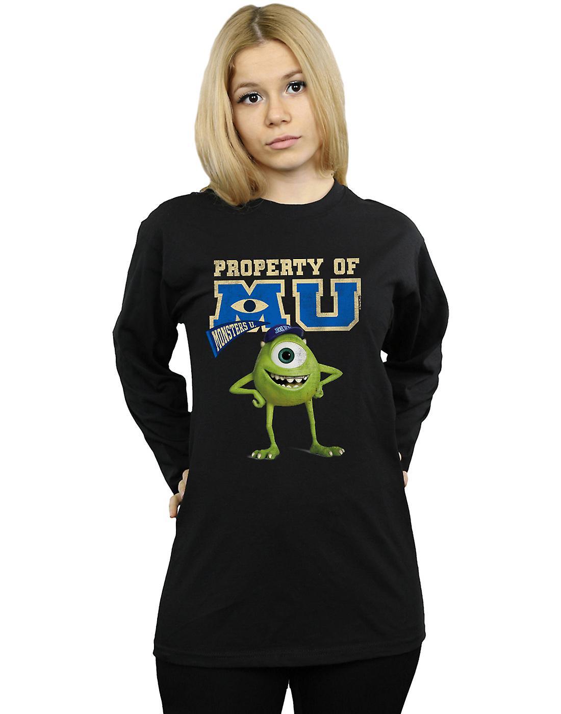 Absolute Cult Disney Women's Monsters University Property Of MU Mike Boyfriend Fit Long Sleeved T-Shirt Black X-Large