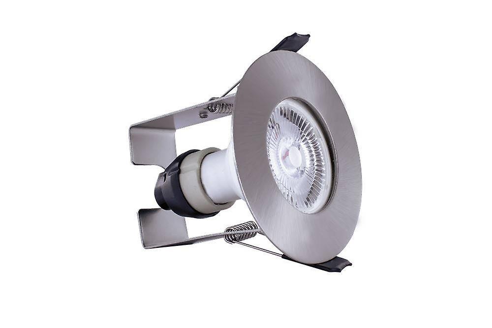 Integral Lighting LED Fire Rated Static Downlight Recessed Spotlight Round Insulation Guard / GU10 Holder Satin Nickel IP65