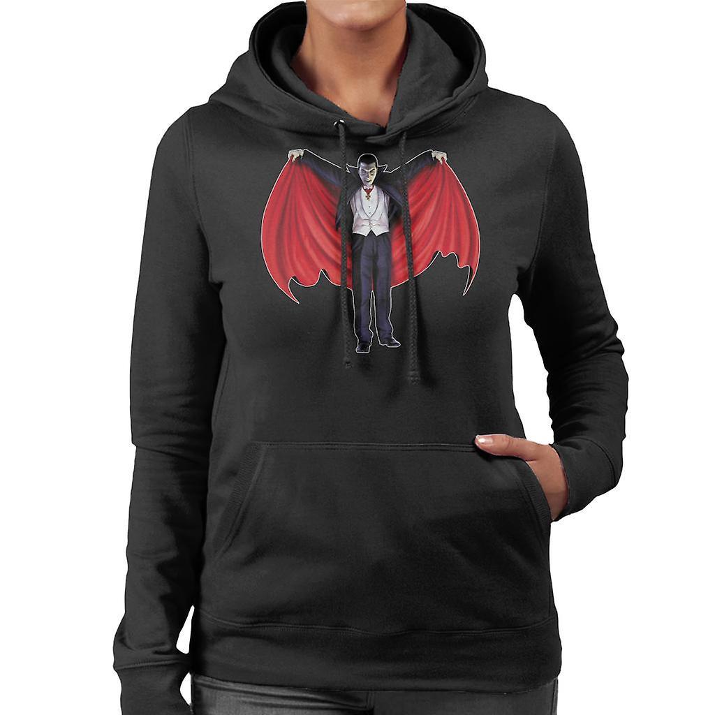 Dracula Cape Full Women's Hooded Sweatshirt Black XX-Large