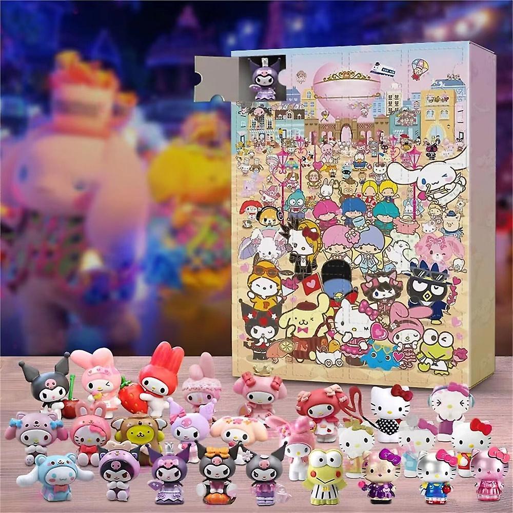 Waytogo 24 Days Of Christmas Advent Calendar Countdown Calendar,24pcs Xmas Sanrio Figures Doll Xmas Vacation Stocking Stuffer Gift Blind Box