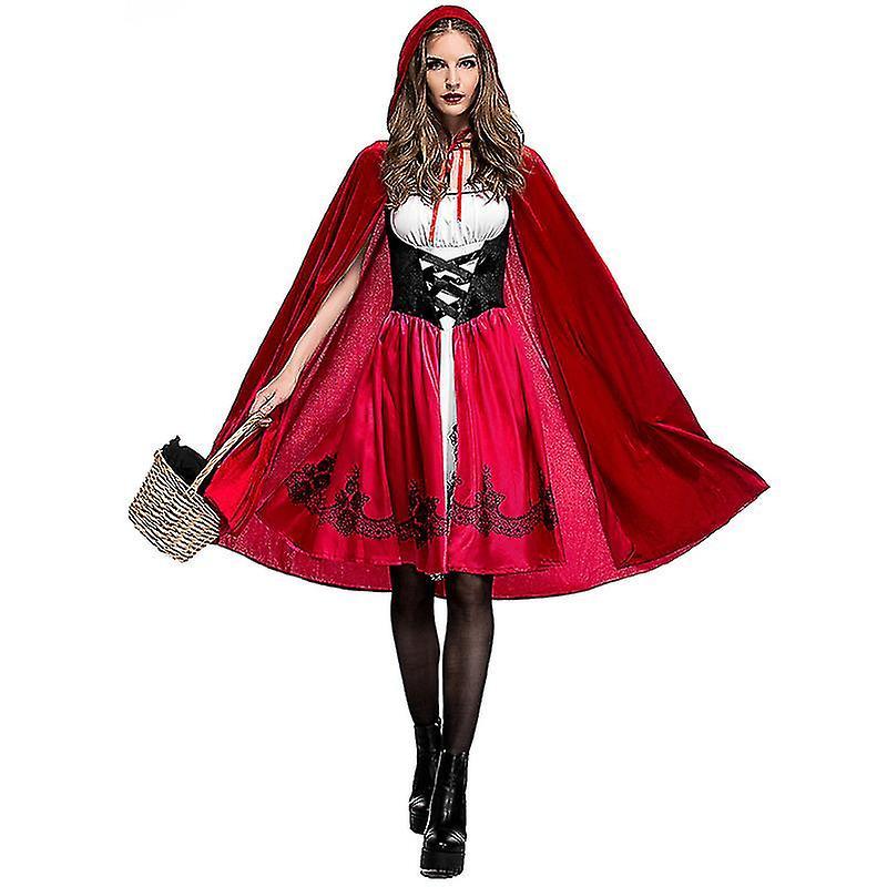 Women's Little Red Riding Hood Costume Halloween Fantasy Hen Party Cosplay Costume Game Uniform Banmo XL