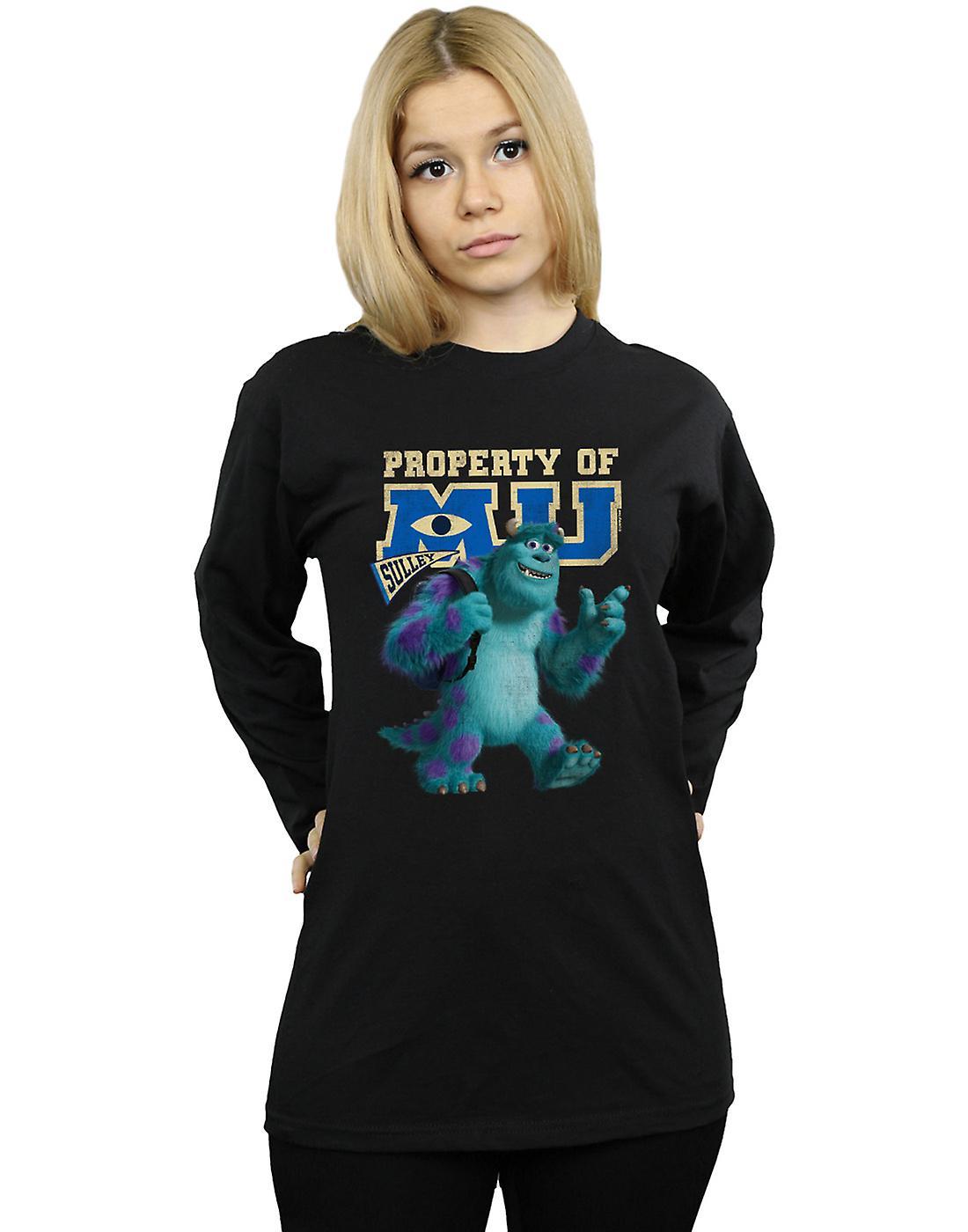 Absolute Cult Disney Women's Monsters University Property Of MU Sulley Boyfriend Fit Long Sleeved T-Shirt Black X-Large