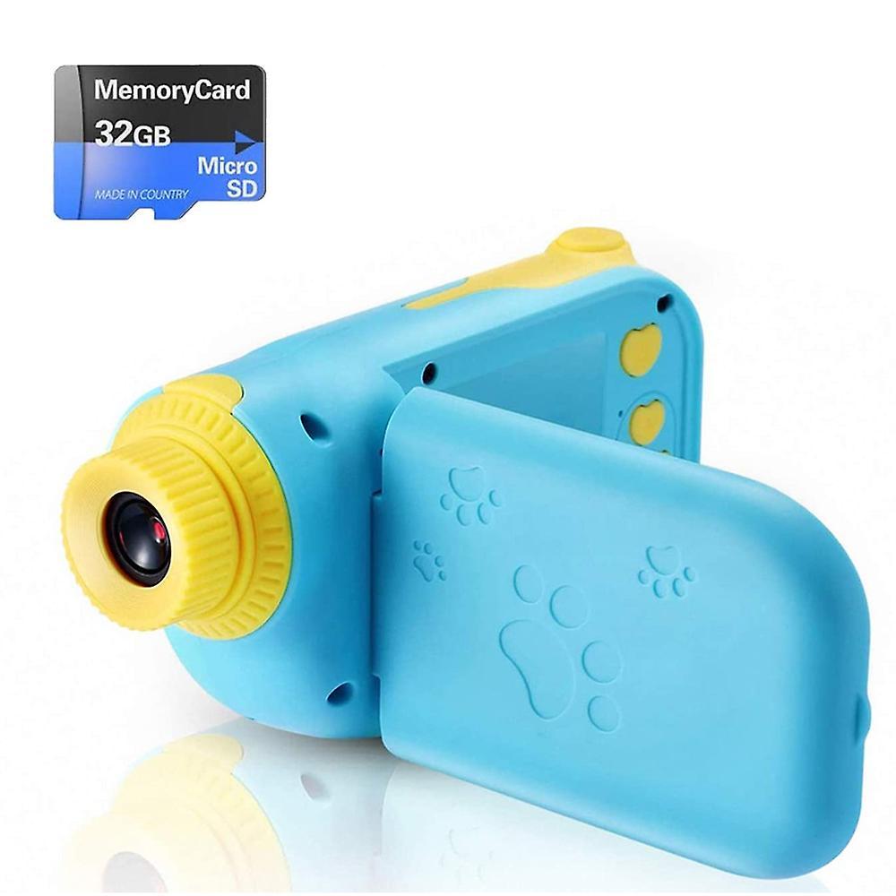 Timber Blue Kids Digital Video Camera Toys For Boys Girls 2 Inch Ips Screen Camera Toddler Kids Girls Best Birthday Gift Toys With 32G Sd Card