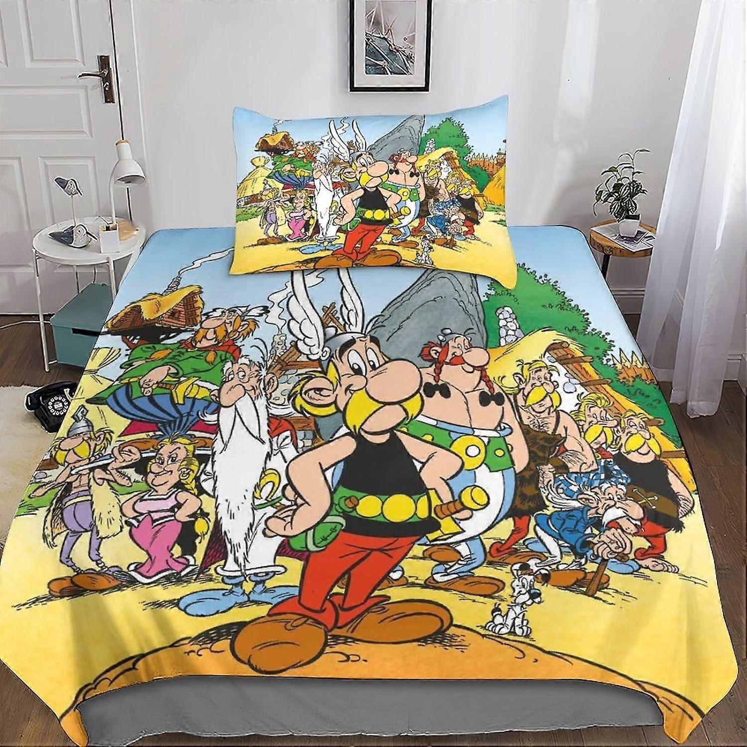 Kerota Asterix Duvet Cover 2 Pieces, 3D Bedding Set with Zipper Microfiber Anime Bedding Set with Pillowcase for Adults and Children Single Single1...