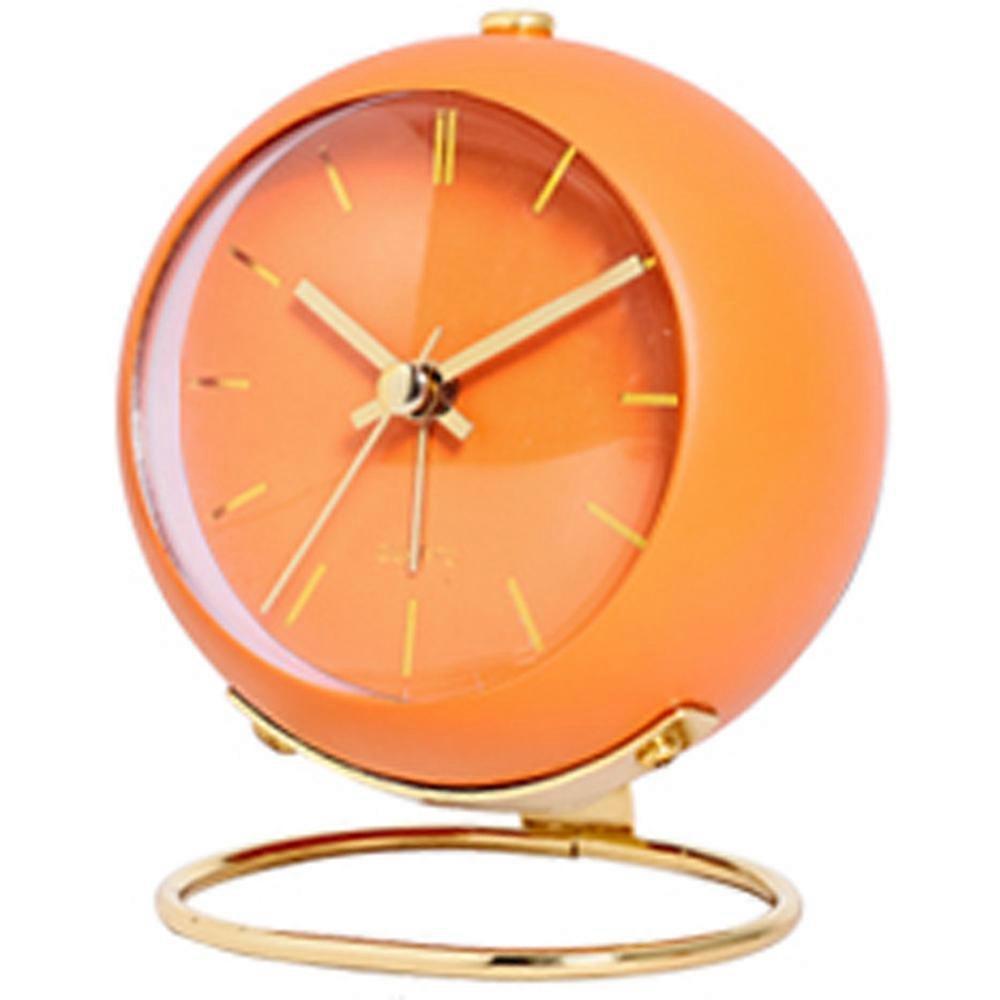 Shmshng Analog Alarm Clock with Lights, Small Silent Retro Alarm Clock Student Bedside Alarm Clock Luminous Pointer Clock(Orange)