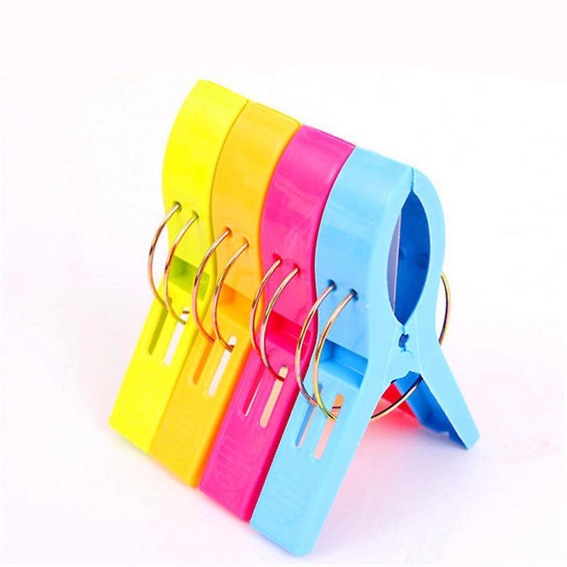 Ajhxian Big Size Plastic Hanging Clips Set, Beach Towel Clamps For Sunbeds Sun Loungers Pool Chairs Laundry Prevent Blowing Clothes Pegs Away,1set4...