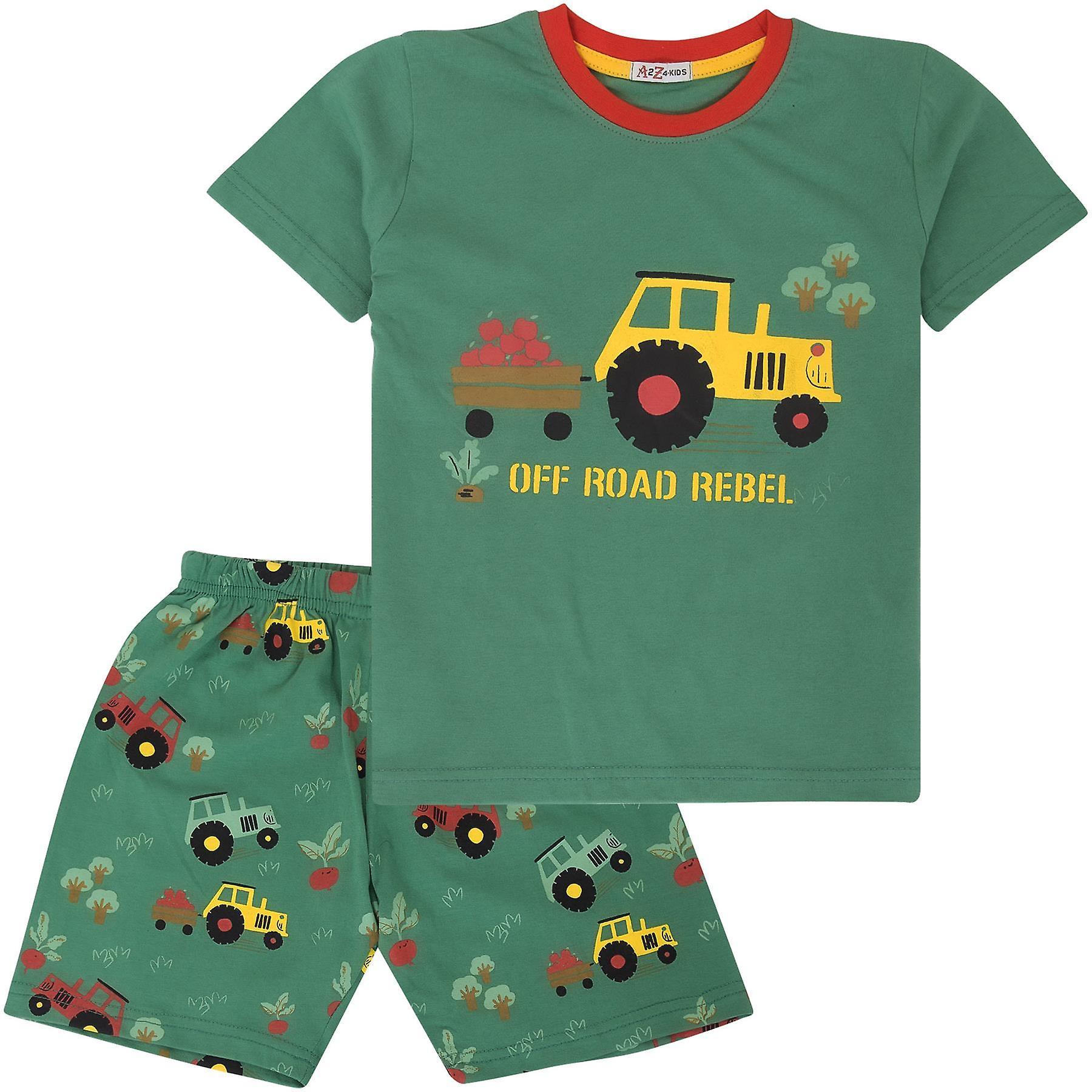 A2Z 4 Kids Unisex Tractor Print Green Pyjama Set 9-10 Years