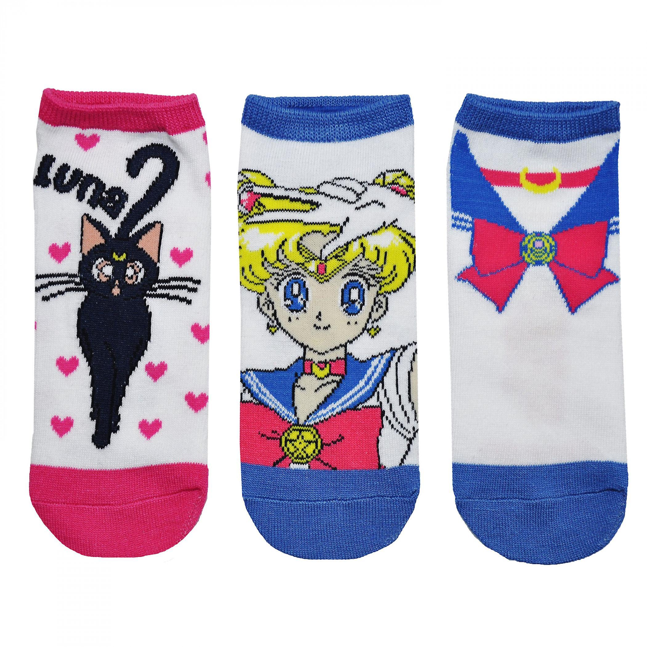 Anime & Manga Sailor Moon Luna 3-Pair Pack of Lowcut Socks Multi-Color