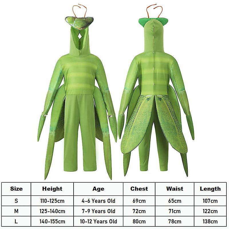 Ghygv Kids Insect Bug Fancy Dress Halloween Cosplay Praying Mantis Costume For Child 4-6 Years Old Green